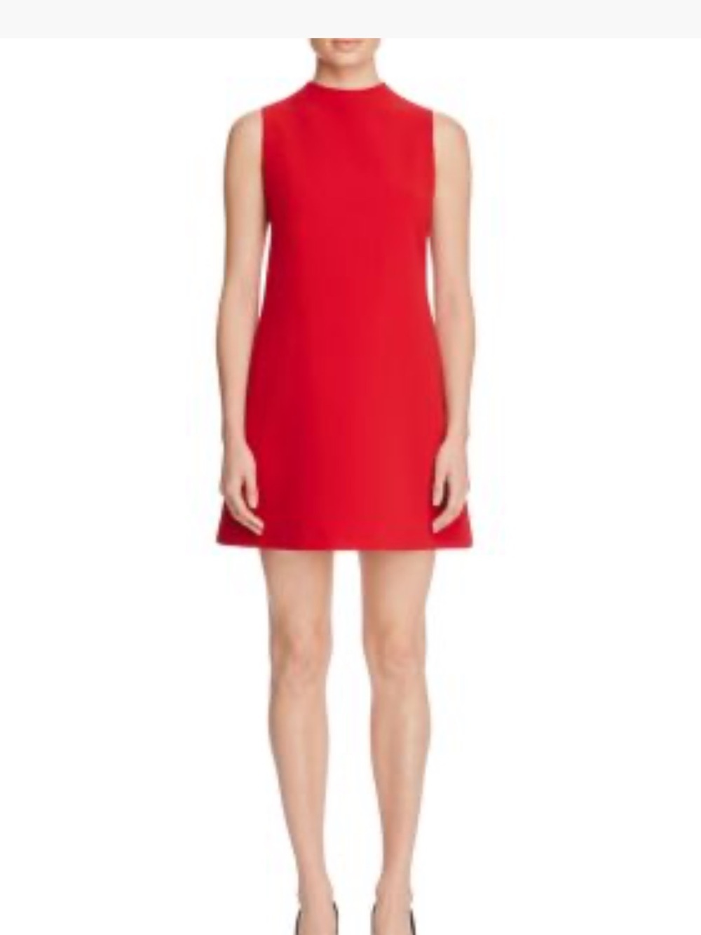 Alice + Olivia Red Sleeveless Mock Neck Mini Shift Exposed Zipper, size 8